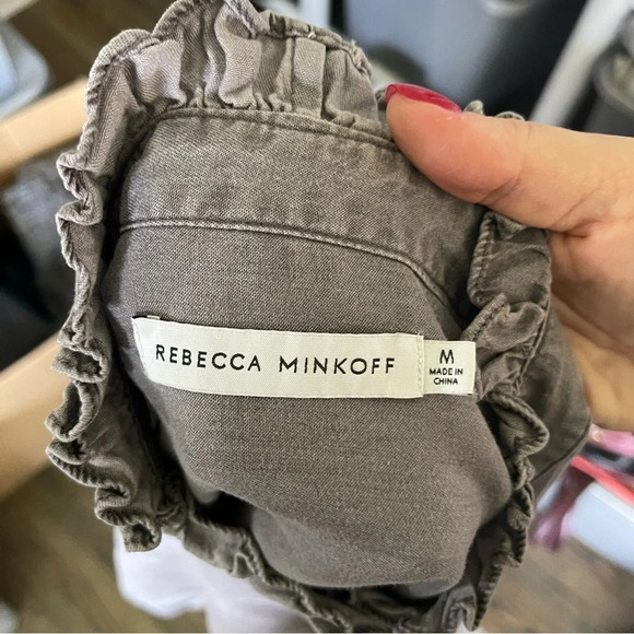 Rebecca Minkoff Willamina Tencel Ruffle Gray Long sleeve Top size medium - Picture 8 of 9